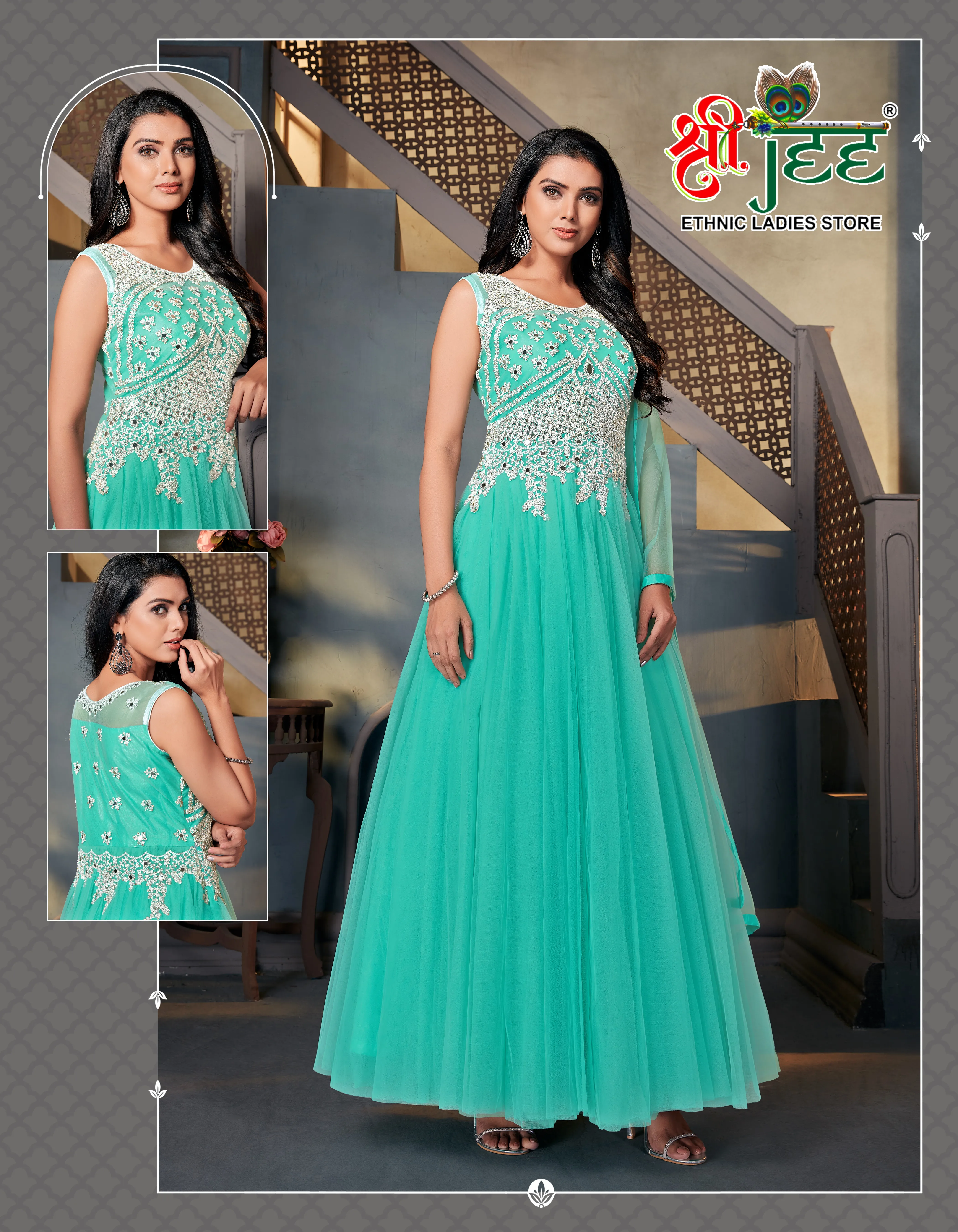 Buy Georgette Unstitched Long Gown 4Piece G-L01 at Best Price In Bangladesh  | Othoba.com